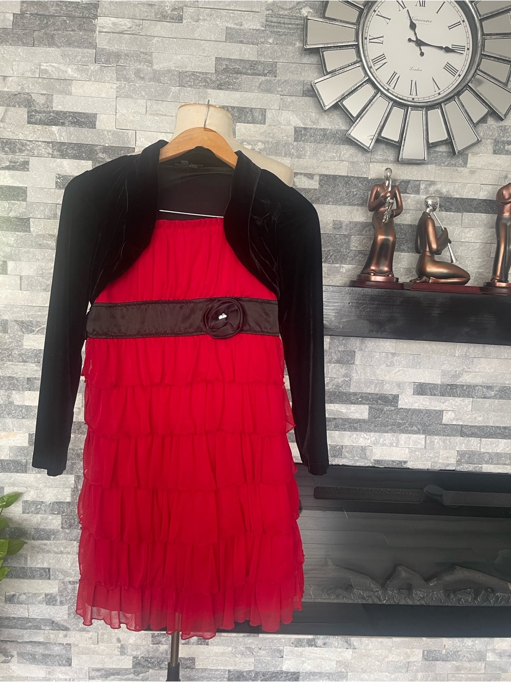 My Michelle Girls Red Ruffle Dress Size 14